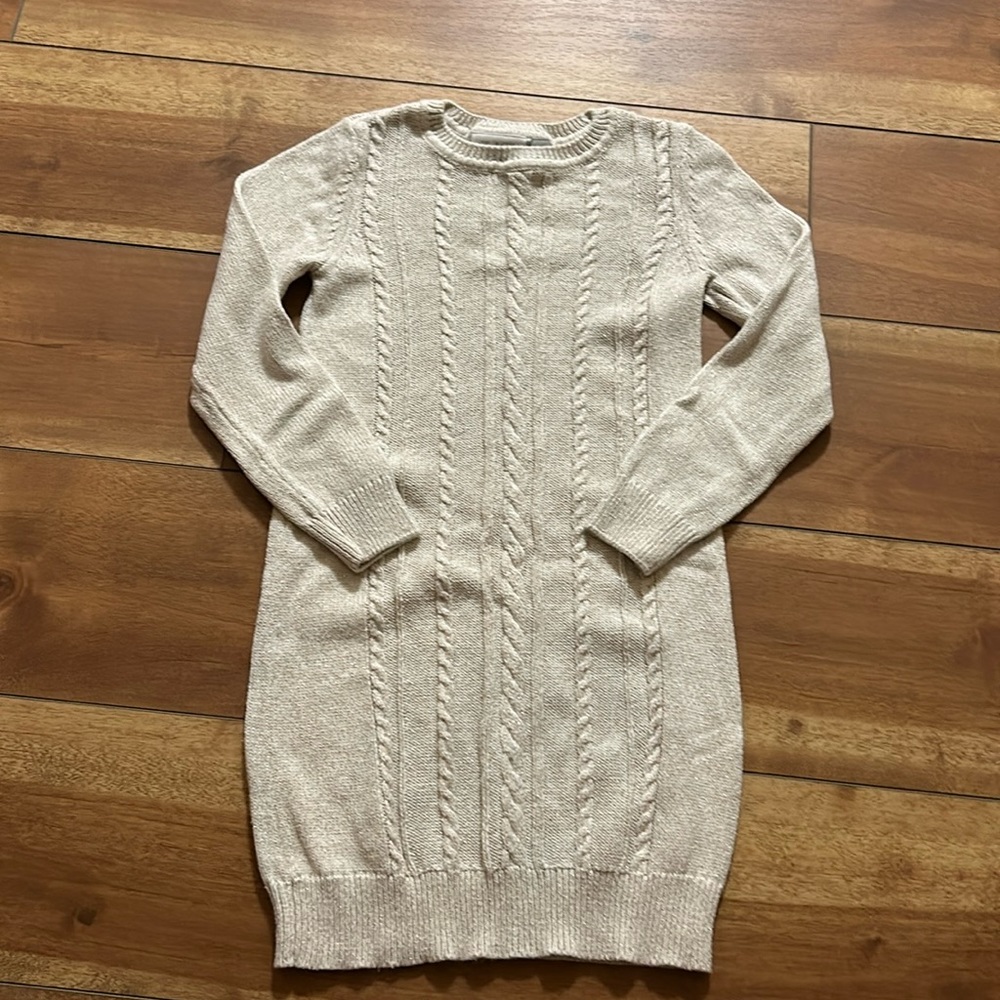 Creme gold sparkle sweater dress